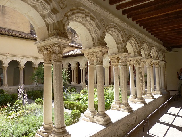 Ancient garden with colonnade